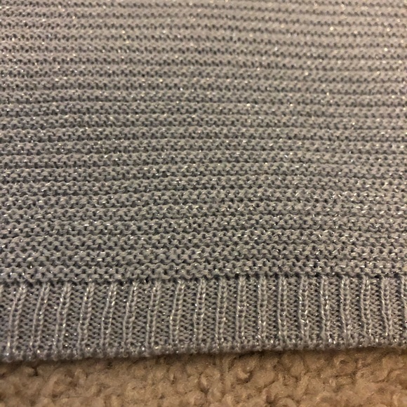 Gray Metallic Silver Short Sleeved Sweater - Picture 2 of 4